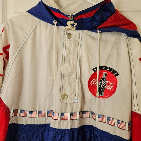 Starter Olympics Team USA Jacket Mens Sz L Pullover Half Zip 1996 Atlanta Flag - Picture 2 of 11